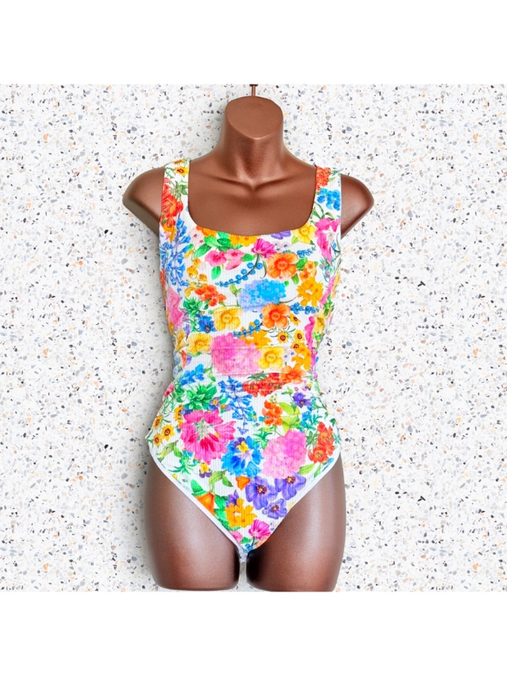 Show Me Your Mumu Miramar Retro Floral Ribbed One Piece Swimsuit Sz XXL NWOT